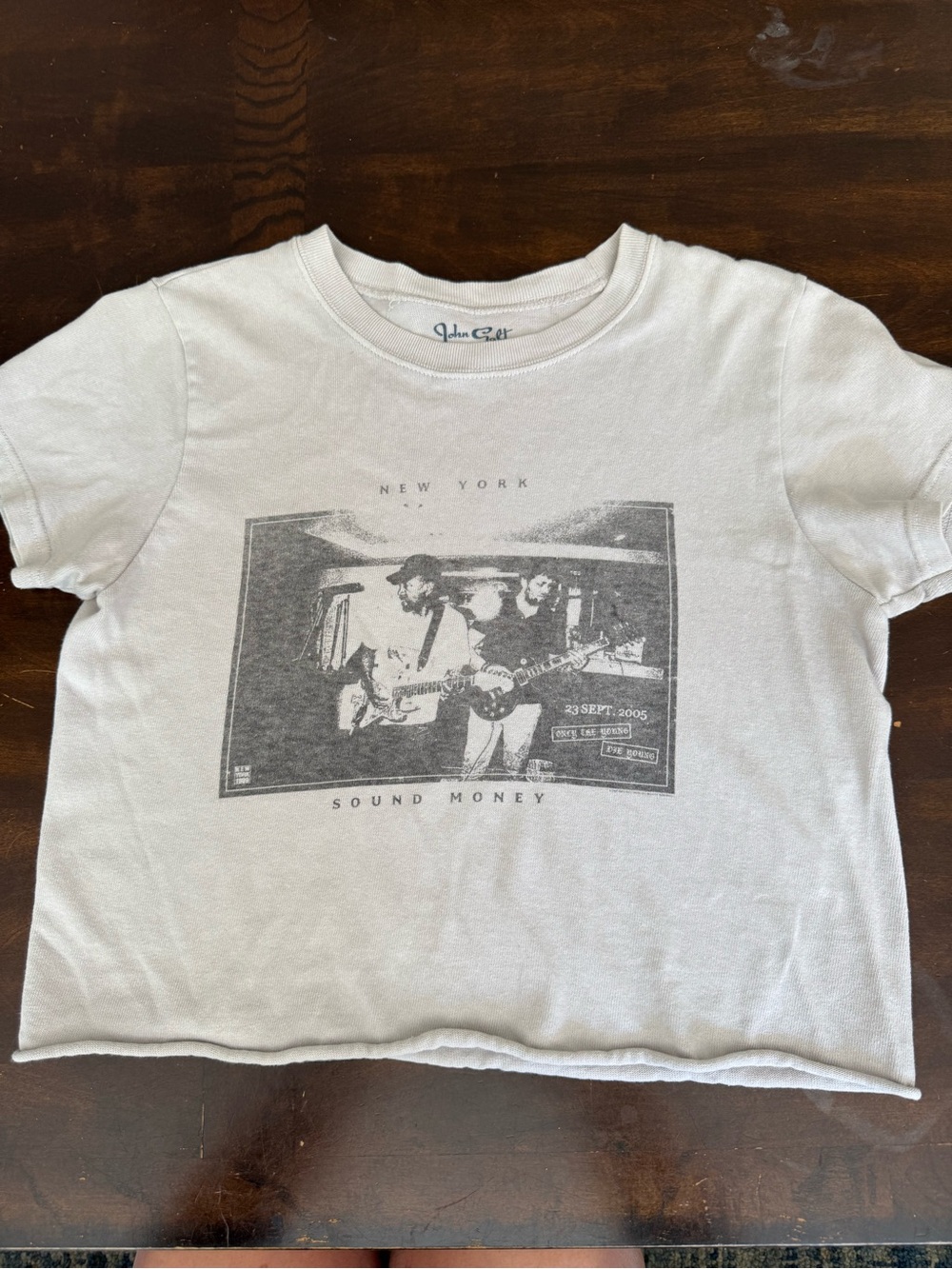 John Galt "Sound Money" Graphic Raw Hem Tee - Cream with Black Print Pac Sun OS